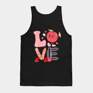 Teacher Love Groovy Back To School Teach Love Tank Top